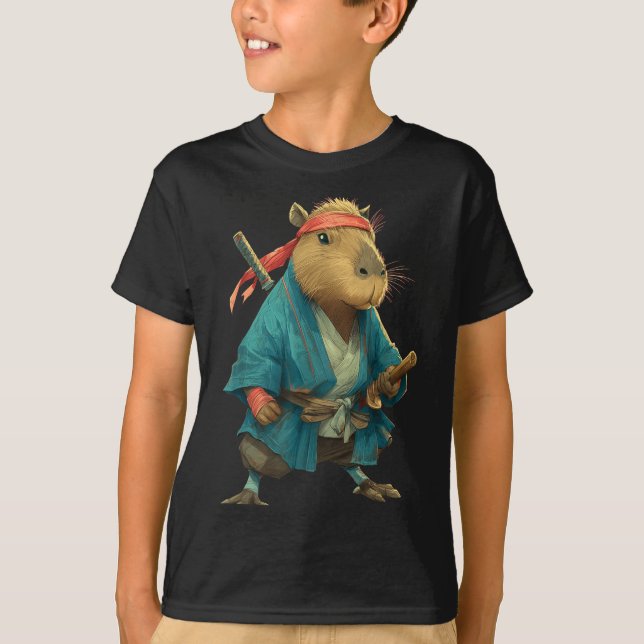 T-shirt Capybara Ninja Samurai Japan Funny Japanese Graphi (Devant)