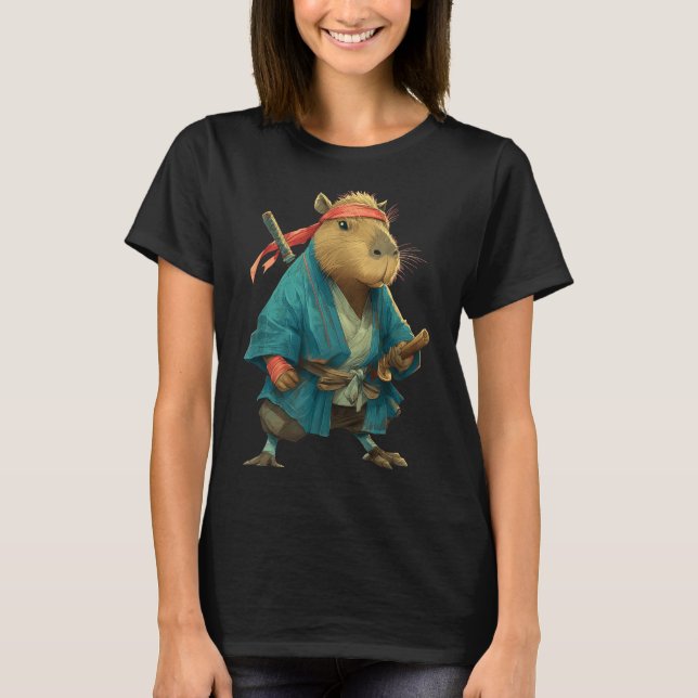 T-shirt Capybara Ninja Samurai Japan Funny Japanese Graphi (Devant)