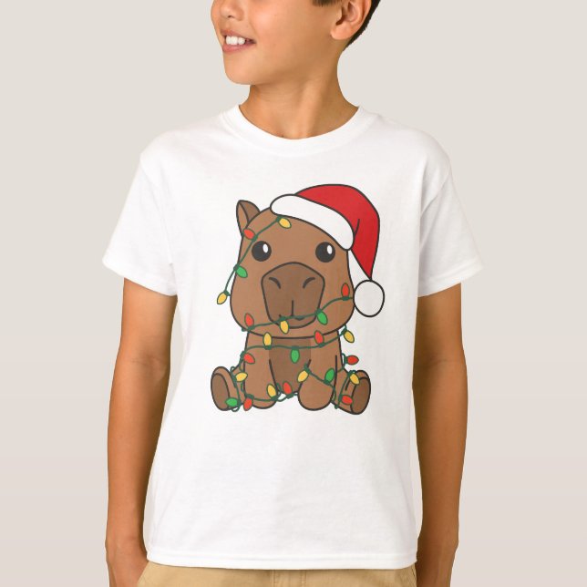 T-shirt Capybara Noël Animaux d'hiver (Devant)