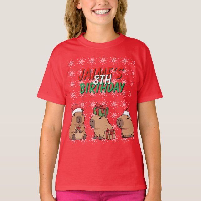T-shirt Capybara Noël Anniversaire (Devant)