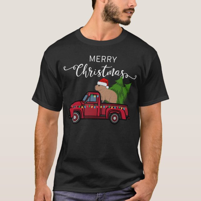 T-shirt Capybara Noël Ornement Camion Arbre Funny Noël (Devant)