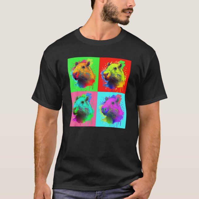 T-shirt Capybara Painted Art Portrait Cute Capybara Lover  (Devant)