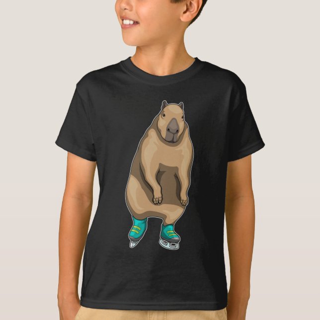 T-shirt Capybara Patinage sur glace Patins sur glace (Devant)