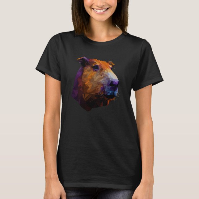 T-shirt Capybara Polygon Animal Rodent Capibara Wildlife L (Devant)