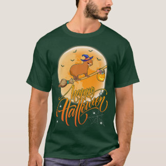 T-shirt Capybara Ride Witch Shot Lune Vintage Capybara Hal