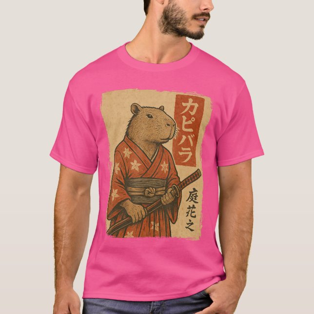 T-shirt Capybara Samouraï rétro (Devant)