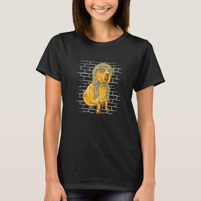 T-shirt Capybara Scarf Sunglasses  Guinea Pig Animal Capyb (Devant)