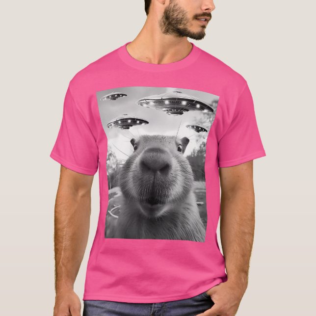 T-shirt Capybara Selfie Avec L'Alien Ufos Capybara (Devant)