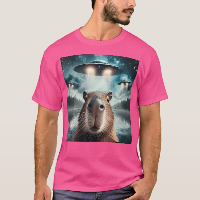 T-shirt Capybara Selfie Avec Ufos (Devant)