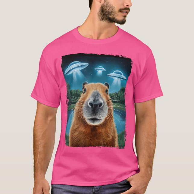 T-shirt Capybara Selfie Avec Ufos (Devant)