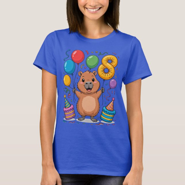 T-shirt Capybara Shirt for Girls 8 Birthday Celebration (Devant)