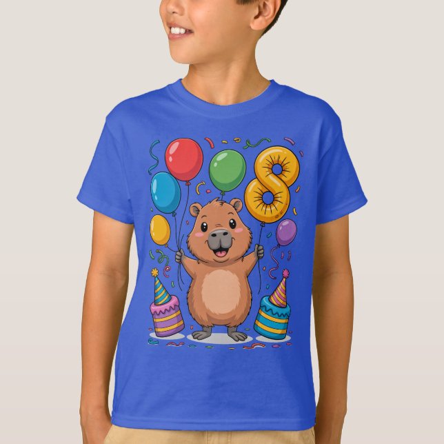 T-shirt Capybara Shirt for Girls 8 Birthday Celebration (Devant)
