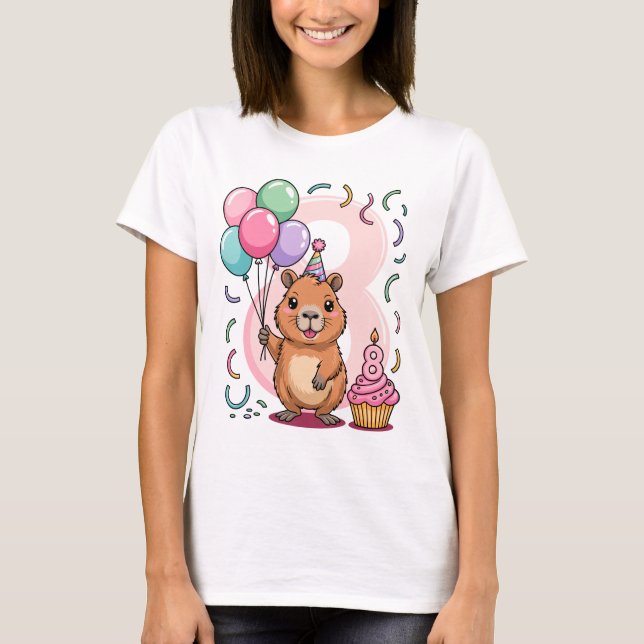 T-shirt Capybara Shirt for Girls 8 Birthday Party Fun (Devant)