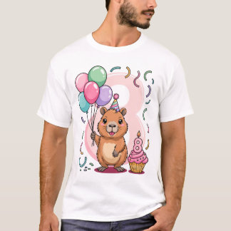 T-shirt Capybara Shirt for Girls 8 Birthday Party Fun