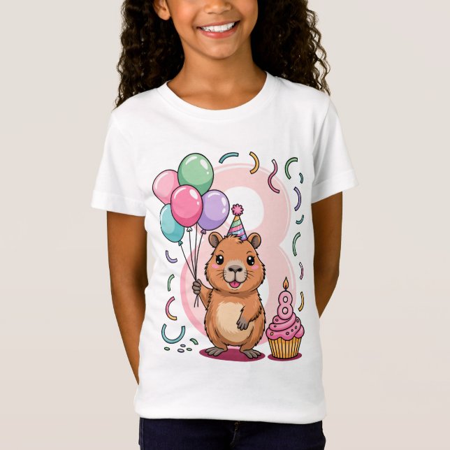 T-Shirt Capybara Shirt for Girls 8 Birthday Party Fun (Devant)