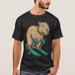 T-shirt Capybara Skier Ski Sports d'hiver