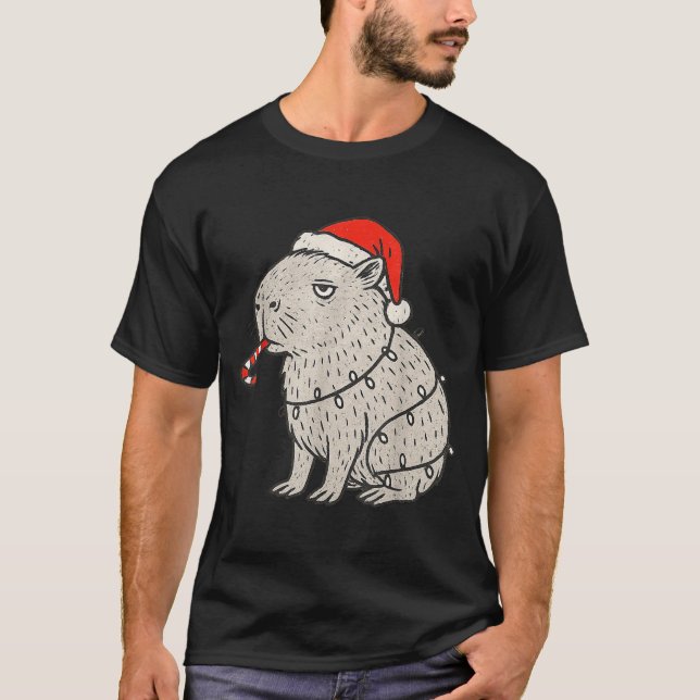 T-shirt Capybara Smoking Christmas Ugly Cigarette Gen Z  (Devant)