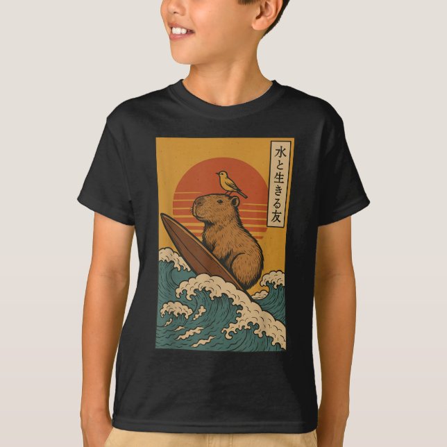 T-shirt Capybara Surf Japonais (Devant)