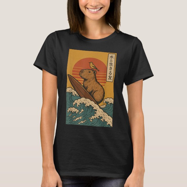 T-shirt Capybara Surf Japonais (Devant)