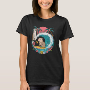 T-shirt Capybara Surfant sur une Grande Vague Kanji Japona