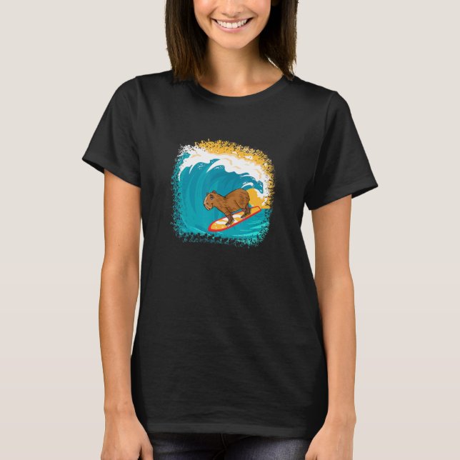 T-shirt Capybara Surfing Boys Hommes Mignonne Animal Capyb (Devant)