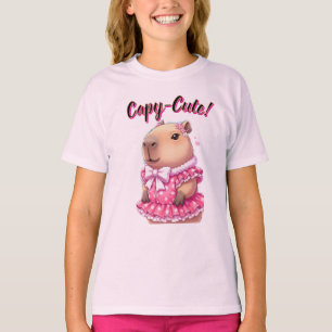 T-shirt Capybara Tendance - Esthétique Coquette Rose Migno