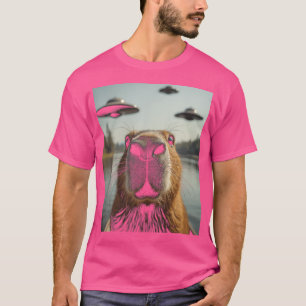 T-shirt Capybara Ufos Couleur Selfie Bizarre Capybara Amus