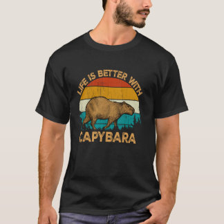 T-shirt Capybara Vintage Retro Funny Life mieux avec c