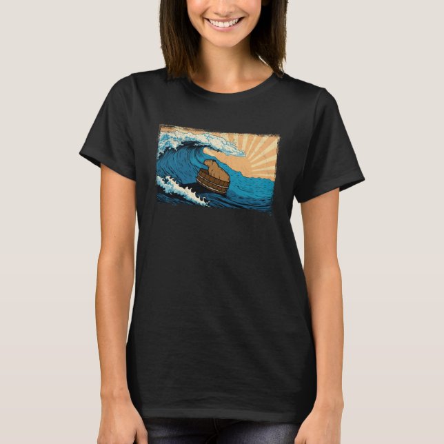 T-shirt Capybara Wave  Capibara Beach Surfer Distressed (Devant)