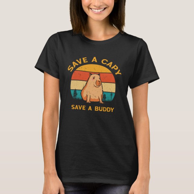 T-shirt Capybara World Wildlife Day Animal Welfare Retro W (Devant)