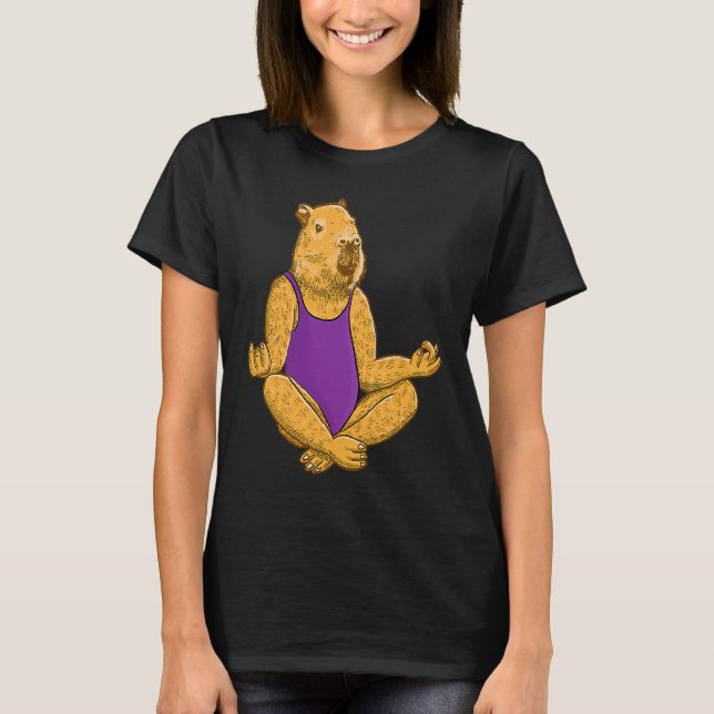 T-shirt Capybara Yoga poses Meditation Workout exercises g (Devant)