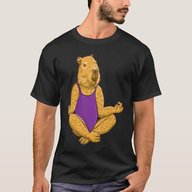 T-shirt Capybara Yoga poses Meditation Workout exercises g (Devant)