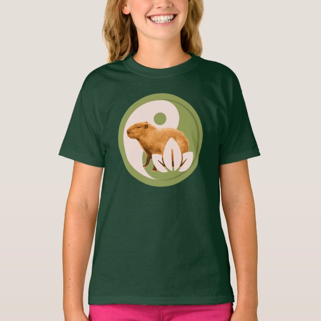 T-shirt Capybara Zen Yin Yang Nature Paisible (Devant)