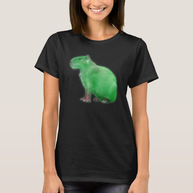 T-shirt Capybaras mites Espace Capybara Martian Green (Devant)