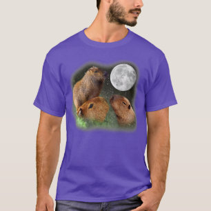 T-shirt Capybaras Trois Lunes Drôle Mignonne Animal Parodi