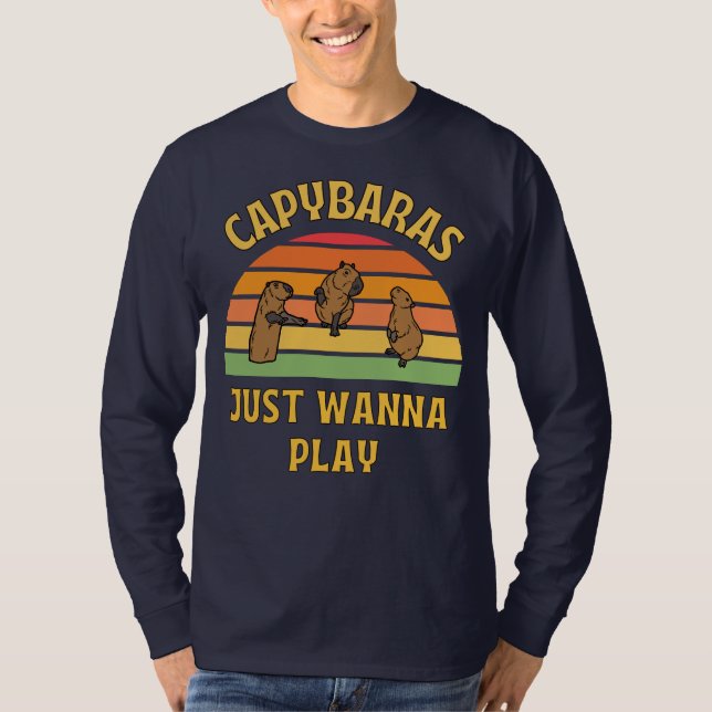 T-shirt capybaras veut juste jouer du slogan (Devant)