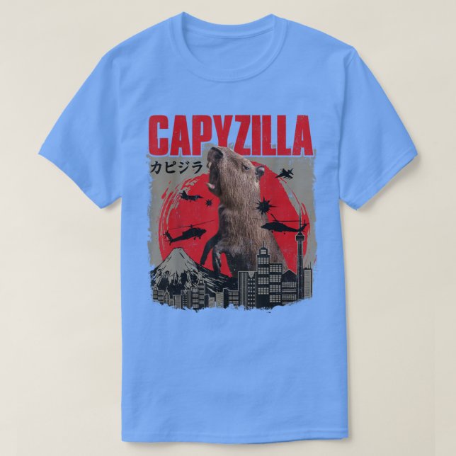 T-shirt Capyzilla Funny Cute Capybara Art Coucher de solei (Design devant)
