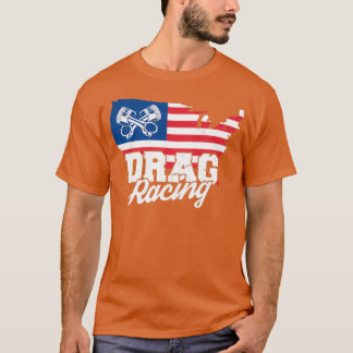 T-shirt Car Lover I Voiture Racing I American Flag I Drag