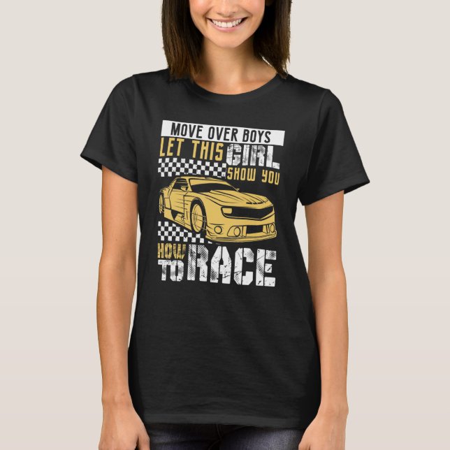 T-shirt Car Racing Checkered Flag Automobile Female Motor  (Devant)