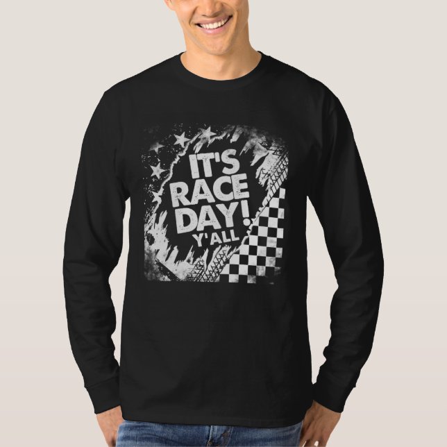 T-shirt Car Racing It s Raceday Checkered Flag Dirt Track  (Devant)