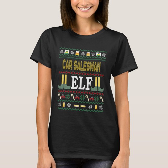 T-shirt Car Salesman Elf  Christmas (Devant)