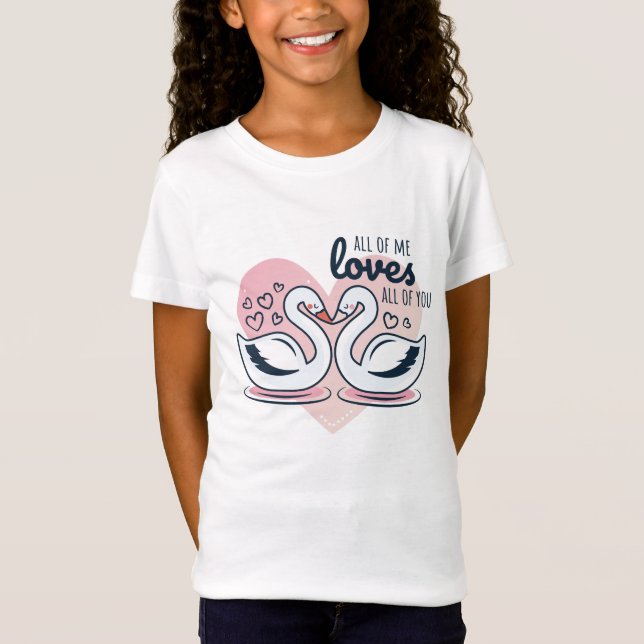 T-Shirt Caractère Amour Swans Romantique (Devant)