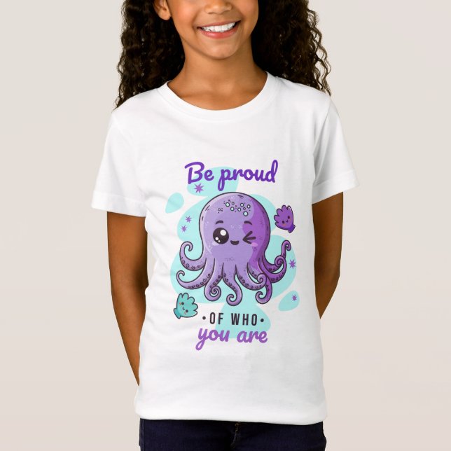 T-Shirt Caractère Animal Octopus Kawaii Motivation de la m (Devant)