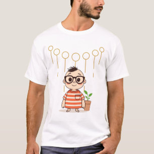 T-shirt Caractère de dessin animé avec Plante et flottemen