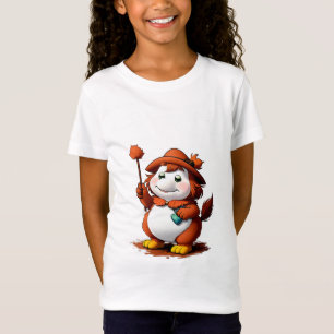 T-Shirt Caractère de dessin avec Casquette et fleur   Art 