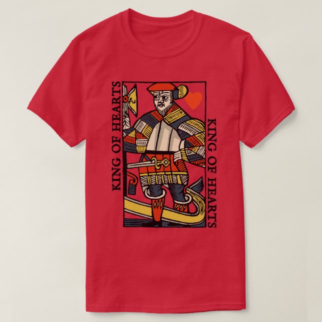 T-shirt Caractère de Jouer d Roi des Coeurs (Design devant)