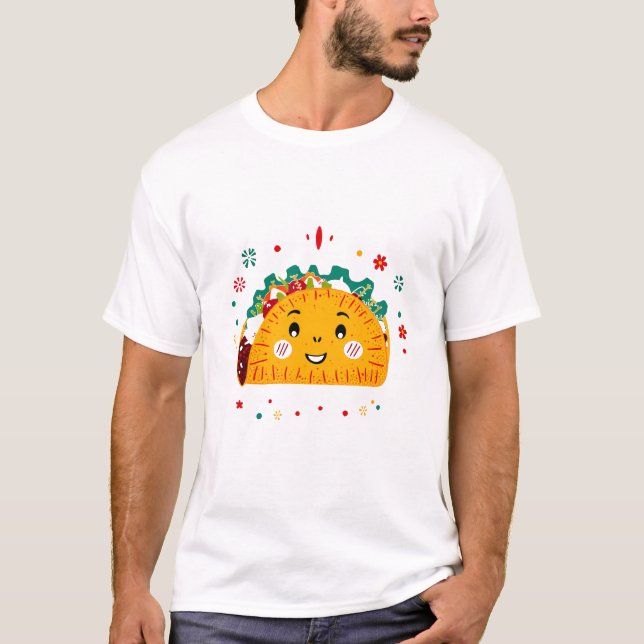 T-shirt Caractère de taco joyeux dans le style fiesta (Devant)