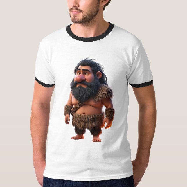T-shirt Caractère Drôle de Caveman de dessin animé - Ours  (Devant)