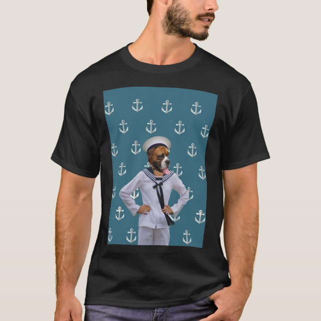 T-shirt Caractère drôle de chien de marin (Devant)