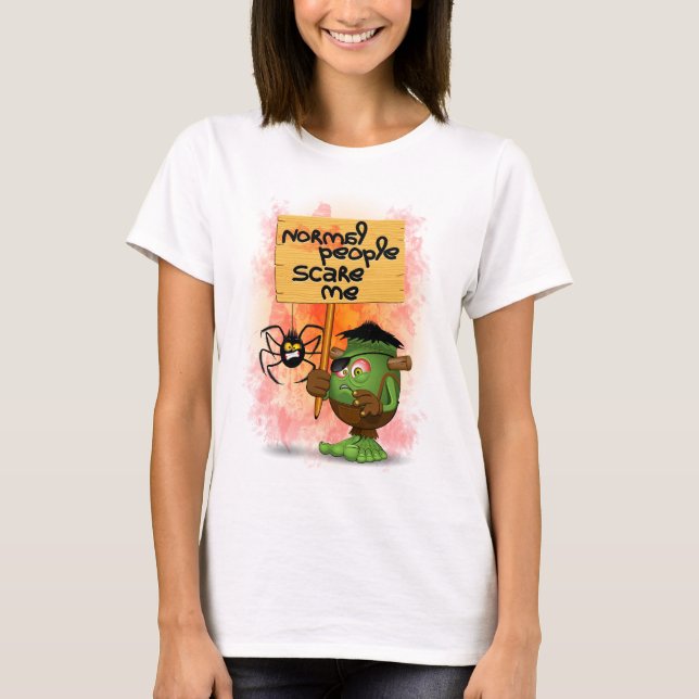 T-shirt Caractère Frankenstein de 'Normal People Scare Me' (Devant)